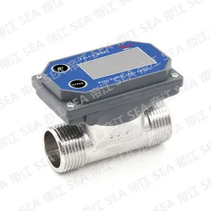 Digital 3/4'' Stainless Steel Water Flow Meter For Agricultural Irrigation 20BAR Electronic Turbine Meter ZJLCD-BT01 (SUS) Grey