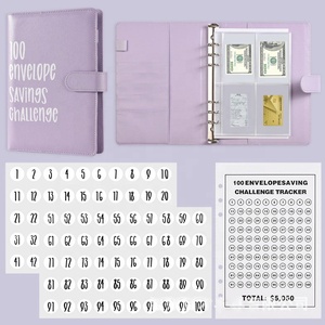 Bán buôn chất kết dính máy tính xách tay tùy chỉnh không thấm nước <span class=keywords><strong>A5</strong></span> PU da từ Loose-Leaf Tạp Chí 100 Phong Bì tiết kiệm thách thức - Product Image 5