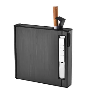 Metal Cigarette Case Holder With USB Lighter Electronic Rechargeable Cigarette Lighter 20pcs Automatic