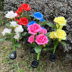 Lámpara Solar con Forma de Rosa, 3, 5 o 6 Cabezas, Iluminación Decorativa para Jardín, Patio y Paisaje - Product Image 2