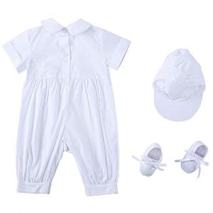 Ensemble de baptême pour bébé garçon : barboteuse brodée, gilet, chaussures et bonnet – Fabricant OEM - Product Image 3