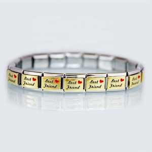 Bracelets à maillons modulaires en acier inoxydable, pour femmes et filles, 9mm, en or, avec cœur rouge, amour meilleur ami, breloque italienne, adapté aux grandes marques - Product Image 3