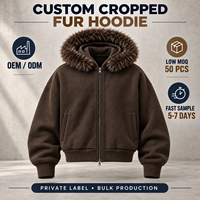 Sweat à capuche zippé personnalisé effet vieilli camouflage Woodland, coupe courte et carrée, épais, avec bordure en fourrure, style streetwear, fournisseur en gros pour marques