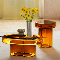 Table Basse en Verre OEM Luxe Léger Sablée Ovale Pétale Moderne Nordique Décoration Maison Haute Transparence Petit Salon Meilleur Cadeau