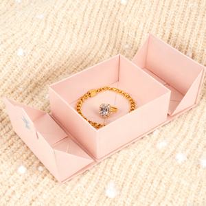 Premium Magnet Closure Luxury Rigid Paper Cardboard Double Door Fashion Jewelry Ring Gift Box <b>Matt</b> Lamination Eco-Friendly - Product Image 4