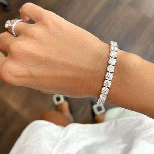 Pulsera de Diamantes Cultivados en Laboratorio para Mujer, Corte Brillante Redondo Premium, Oro Blanco, Oro Rosa, Plata, Joyería de Moda - Product Image 4
