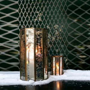 Ensemble de 2 bougeoirs en verre en T à led fumée, lampes décoratives pour bougies - Product Image 1