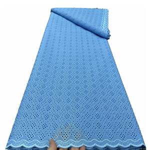 Dentelle sèche bleue brodée africaine avec des pierres Voile <span class=keywords><strong>suisse</strong></span> Tissu brodé en <span class=keywords><strong>coton</strong></span> pour les dames <span class=keywords><strong>Pagne</strong></span> Tissu dentelle africaine - Product Image 1