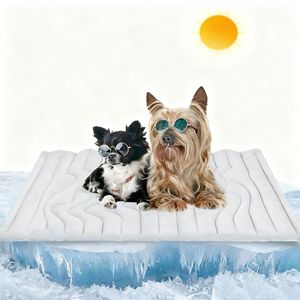 Alfombra refrescante para mascotas Qingge, tallas S, M, L, XL, en gris, beige, azul y verde, transpirable, para verano, para prevenir golpes de calor. - Product Image 3