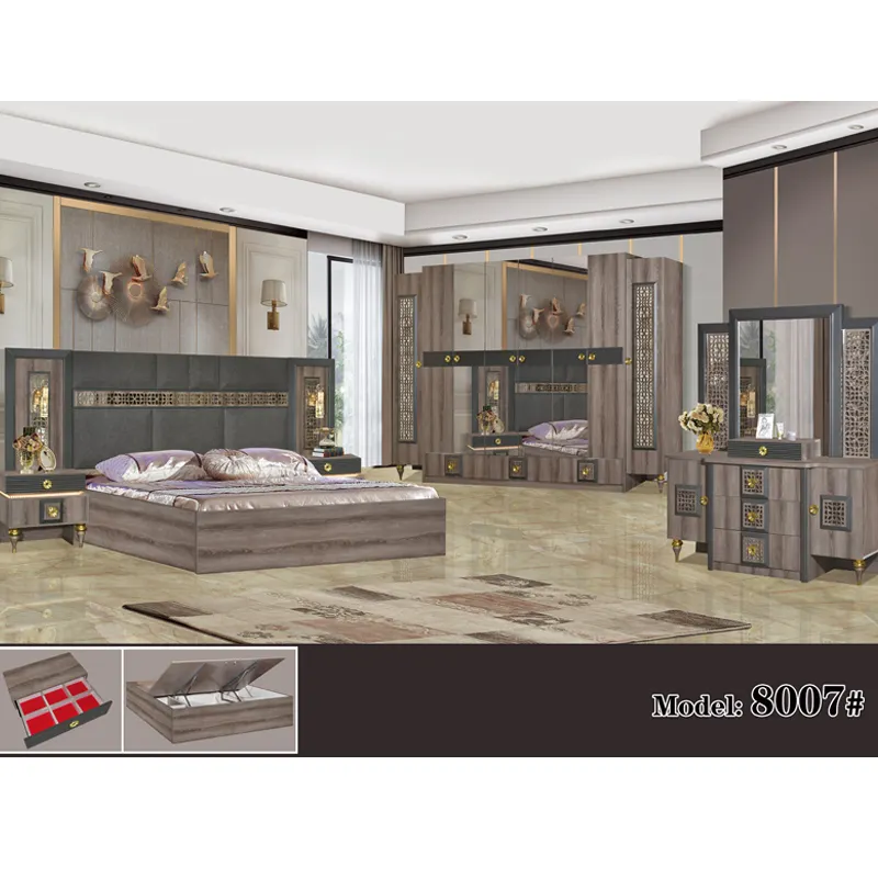 Beste Grote Slaapkamer Kunstwerk Spiegel King Size Bed Dubai Volledige Luxe Master Slaapkamer Trooster Sets Meubels