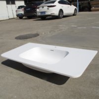 Évier personnalisé Design moderne Surface solide blanche mate Pierre et résine Lavabo de comptoir Lavabo pour salle de bain