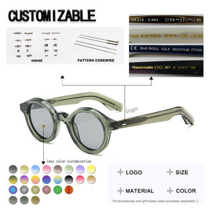 Gafas de sol redondas retro con montura completa de caparazón de tortuga, lentes azules, protección solar UV400, unisex - Product Image 2