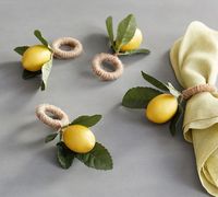 Nouveauté 2025 : Porte-serviettes en forme de citron artificiel pour la décoration de table à la maison ou lors de mariages