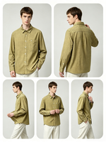 Chemise en popeline OEM personnalisée à micro-œillets, en coton lavé, avec poche plaquée, pour homme, style vintage printemps, faible MOQ
