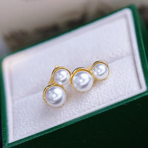 อุปกรณ์ทำเครื่องประดับมุกเงินแท้ S925 ขนาด 6-9 มม. รุ่น 22248 ต่างหูแบบติดแป้น รองรับมุกหลายเม็ด ดีไซน์เก๋ ทันสมัย - Product Image 3