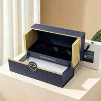 Boîte d'emballage de parfum de luxe personnalisée avec fenêtre en PVC, boîte rigide en papier unique à ouverture pliante avec estampage doré pour coffrets