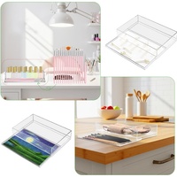 Plateau en acrylique avec tiroir intégré pour photos, œuvres d'art, tissus, clarté ou affichage de messages, organisateur en PMMA pour salle de bain, cuisine