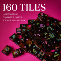 Jeu de Mahjong Américain 160 Tuiles Luxe Acrylique Gravé Motif Écaille de Tortue Logo Personnalisé Portable Casino Jeux d'Hasard Vente en Gros