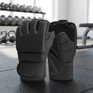 Gants de sport demi-doigts en nylon et élasthanne avec fermeture auto-agrippante à compression pour le soutien des mains et des poignets des patients atteints d'arthrite - Product Image 3