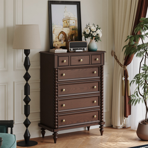 Commode moderne en chêne blanc, finition noir-brun, avec pieds en forme de boule, meuble de luxe pour chambre à coucher, commode pour salon, hôtel - Product Image 4