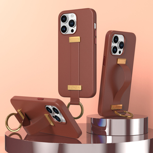 Custodia in pelle di lusso custodia per <span class=keywords><strong>cellulare</strong></span> <span class=keywords><strong>con</strong></span> cinturino da polso <span class=keywords><strong>con</strong></span> supporto in microfibra custodia per <span class=keywords><strong>anello</strong></span> in metallo per iPhone 14 pro max - Product Image 6