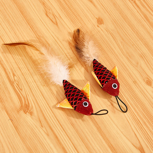 Pet <b>toy</b> cat teaser <b>fish</b>-shaped telescopic fishing rod feather cat <b>toy</b> cat teaser telescopic fishing rod feather cloth <b>fish</b> cat - Product Image 1