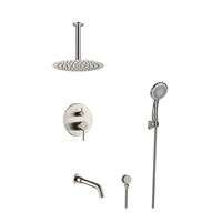 Ensemble de douche thermostatique mural multifonctionnel moderne personnalisé, avec pomme de douche pluie haute pression de 8 pouces et douchette à main