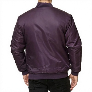 Blouson bomber violet pour homme, couleur unie, fermeture éclair, col mandarin, style décontracté, respirant, pour l'hiver, en polyester - Product Image 2