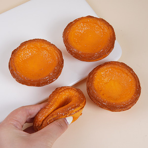 PU quick-rebound realistic <b>egg</b> tart model, fun fake food model, squeezeable and decompression <b>toy</b>, realistic Portuguese <b>egg</b> tart - Product Image 1