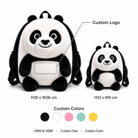 Sac à dos en peluche Panda personnalisé, usine OEM ODM, sac d'école mignon en forme d'animal pour enfants et poupée de 18 pouces, couleur et logo personnalisés
