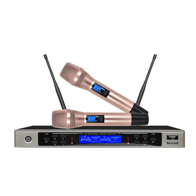 HighFidelity Dual Channel Microphone Set with UHF Wireless Technology for Crystal Clear Sound
