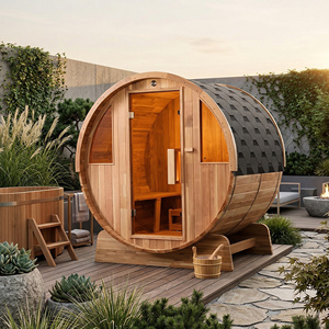 ห้องซาวน่ากลางแจ้งไม้สำหรับ 2-4 คน ห้องอบไอน้ำหรูหราสำหรับสวนหลังบ้าน พร้อมเครื่องทำความร้อน Harvia หน้าต่างกระจกกันน้ำ - Product Image 1