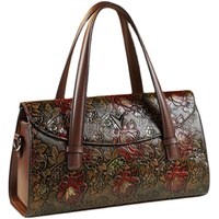 Sac fourre-tout de luxe en cuir PU souple pour femme, grande capacité, imprimé floral pivoine style chinois vintage, vente en gros