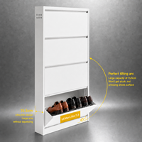 ASSOC Meuble à chaussures fin en acier, pré-assemblé, anti-moisissure et anti-humidité, pour entrée et couloir, direct usine