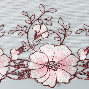 Nuevo encaje de flores rosas tela de red adornos de encaje bordados para ropa, accesorios de dobladillo de vestido de novia - Product Image 3