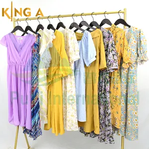 KINGA Factory Wholesale Korean Vintage Cotton Dress Clothing Assorted Brand Clothes Bales Kg Second Hand Used Clothing For Women