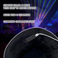 Chapeau LED Rave Bucket Hat, Chapeau Lumineux Fou 7 Couleurs Chapeau de Fête, Chapeau de Fête Luminescent dans le Noir Rechargeable par USB Équipement de Festival