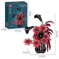 885 Piezas de Juguetes Creativos para Hacer Manualidades, Juego de Bloques de Flores Hechas a Mano, Juego de Bloques de Construcción Wieked Beauty Garden, Juego de Bloques de Construcción de Ramos de Flores