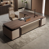 Bureau de direction en L Boss Office avec plateau en panneau de densité thermoformé et peinture cuite au four, design moderne