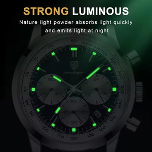 POEDAGAR Advanced waterproof calendar night <b>light</b> <b>timer</b> men's watch business luxury fashion men's leather watch - Product Image 6