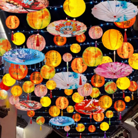 Lanternes de style chinois en gros - Lanternes LED d'extérieur, résistantes à la pluie, suspendables et pliables