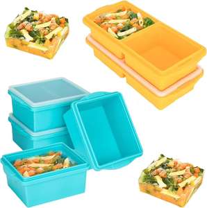 Silicone Ice <b>Cube</b> Tray for Freezing Soups Frozen Food <b>Storage</b> Kitchen Use Waterproof Multifunction Design with Steel Ring Lid - Product Image 1