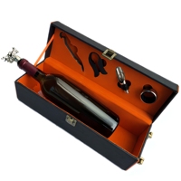 Luypom-rapide en cuir PU, 2 bouteilles, poignée supérieure et 4 pièces, accessoire de vin, boîte cadeau, paquet, bouteille unique, boîte à vin
