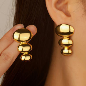 Женские винтажные позолоченные серьги-капли из нержавеющей стали, оптовая продажа, классический дизайн для юбилеев - Product Image 1