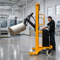 Beliebter Halbautomatischer Papierrollenklammerstapler mit 500kg Tragfähigkeit, Hubhöhe, Elektrischer Rollenrotator und -kippvorrichtung für die Druckindustrie