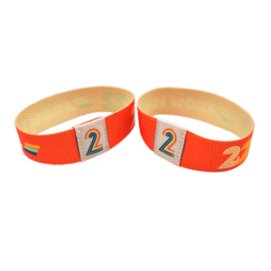 Cheap Custom Logo Full Color Print Party Sport Basketball Festival Polyester Bracelet Sublimation Fabric Woven Elastic Wristband