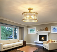 Plafonnier LED en cristal moderne pour salon, style européen, doré, rond, éclairage de chambre, décoration intérieure, 2 ans de garantie