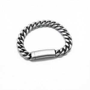 Stainless Steel Cuban Chain Bracelet with Carved Rose Flower Clasp Gothic Punk Style Vintage Jewelry Gift <b>for</b> <b>Men</b> - Product Image 1