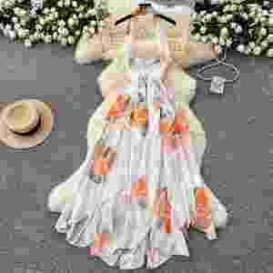 Vestido Midi Casual de Verano 2025 Estilo Y2K con Cuello Halter Asimétrico y Volantes de Encaje para Mujer - Product Image 4