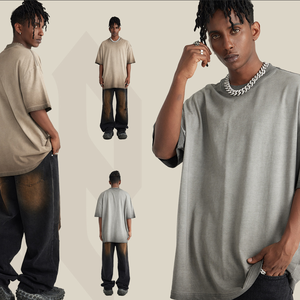 Camiseta con Logotipo Personalizado en Relieve 3D, Camisetas de Algodón con Transferencia Térmica, Camiseta Oversize de Algodón con Hombros Caídos para Hombre - Product Image 2